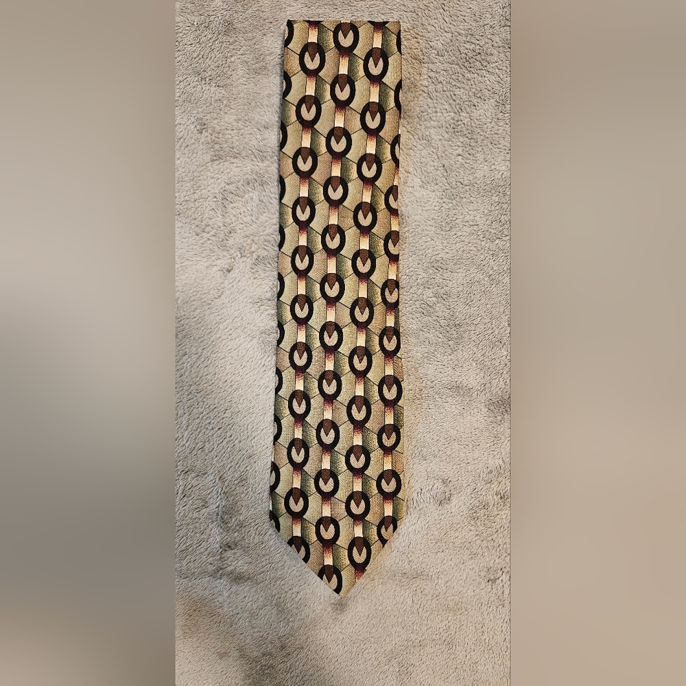 martin wong Adult Green and Brown Necktie